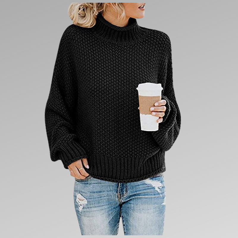 Soft Knitted Women's Sweater - Luna-Black-S-Nora Luxe