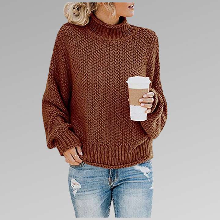 Soft Knitted Women's Sweater - Luna-Brown-S-Nora Luxe