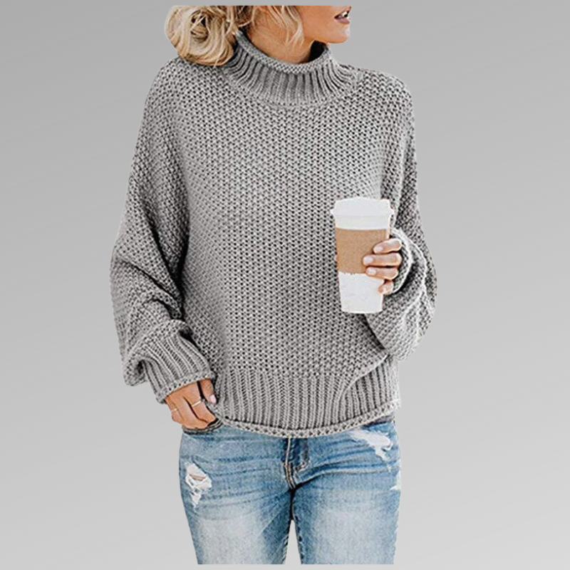 Soft Knitted Women's Sweater - Luna-Gray-S-Nora Luxe