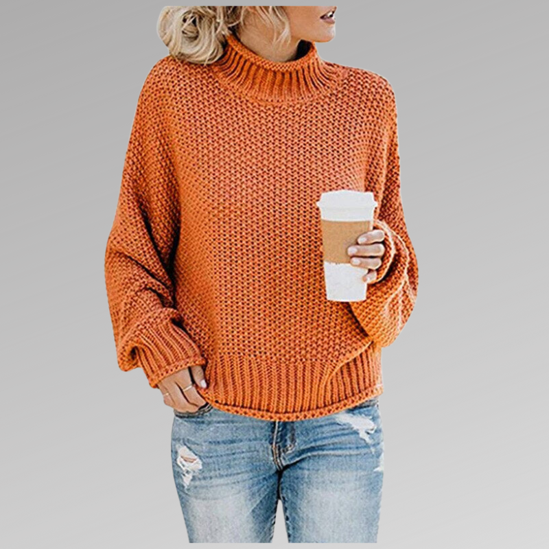 Soft Knitted Women's Sweater - Luna-Orange-S-Nora Luxe