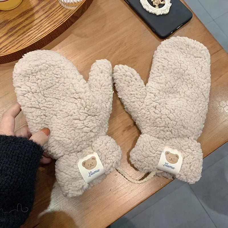 Soft Ladies Teddy Mittens - Mila-Khaki A-Nora Luxe