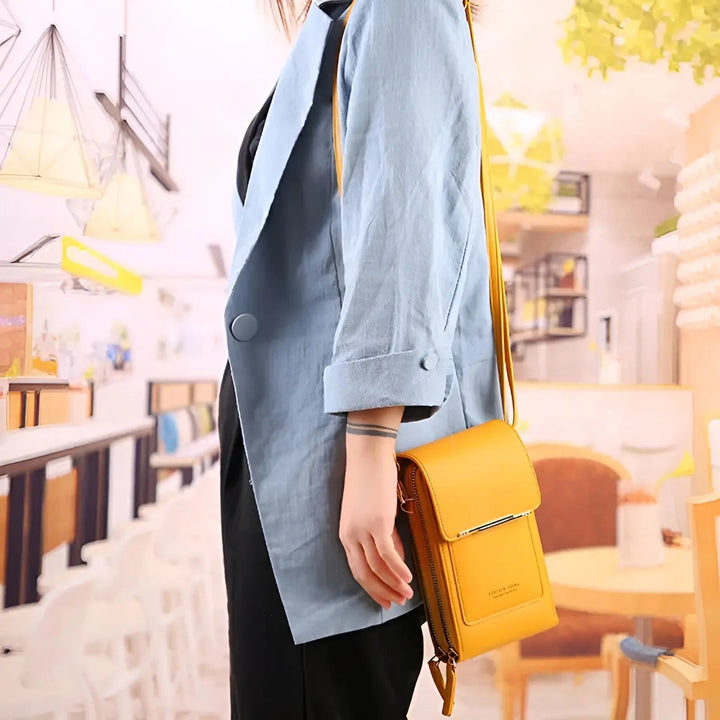 Soft Leather Shoulder Bag with Anti-Theft Protection - SafeTouch-Pink-Nora Luxe