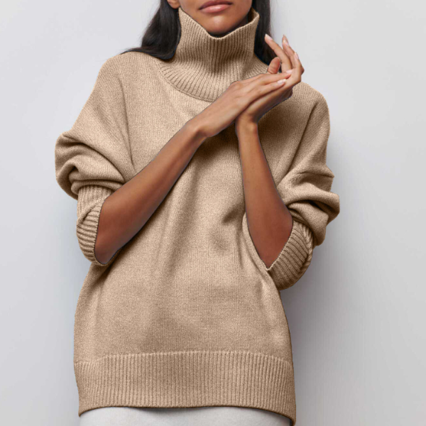 Soft Oversized Women's Turtleneck - Celeste-Beige-One Size-Nora Luxe