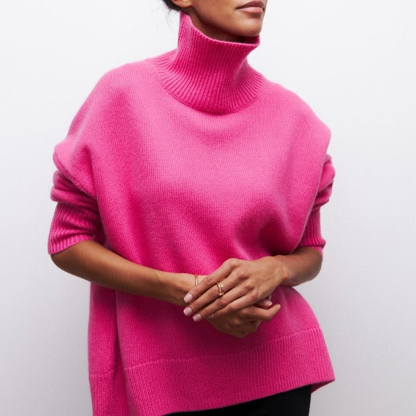 Soft Oversized Women's Turtleneck - Celeste-Pink-One Size-Nora Luxe