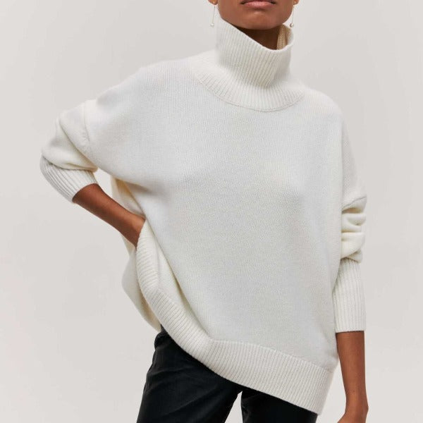 Soft Oversized Women's Turtleneck - Celeste-White-One Size-Nora Luxe
