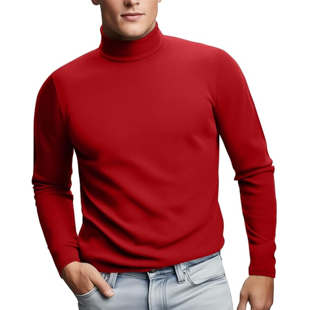 Soft Thermal Men's Roll Neck Baselayer - Lucas-Red-S-Nora Luxe