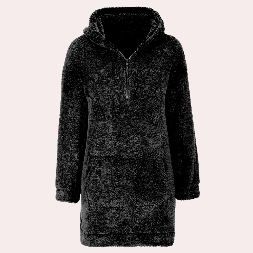 Soft Warm Winter Jumper with Zip for Women - Maëlle-Black-XS-Nora Luxe