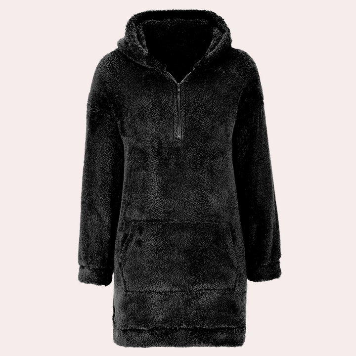 Soft Warm Winter Jumper with Zip for Women - Maëlle-Black-XS-Nora Luxe