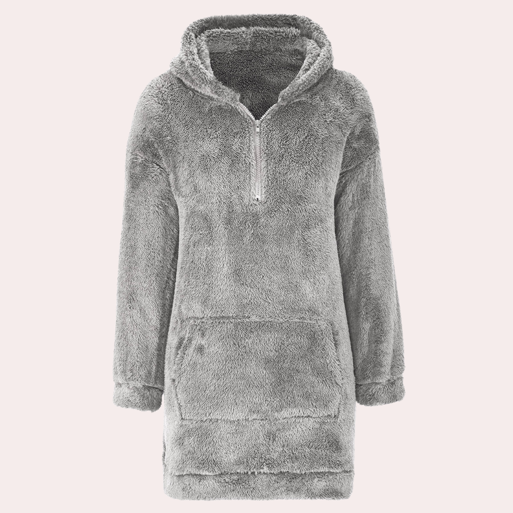 Soft Warm Winter Jumper with Zip for Women - Maëlle-Gray-XS-Nora Luxe