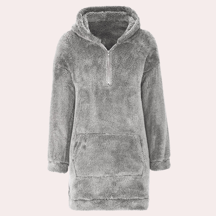 Soft Warm Winter Jumper with Zip for Women - Maëlle-Gray-XS-Nora Luxe