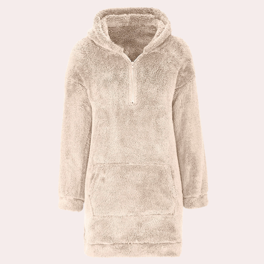 Soft Warm Winter Jumper with Zip for Women - Maëlle-Khaki-XS-Nora Luxe