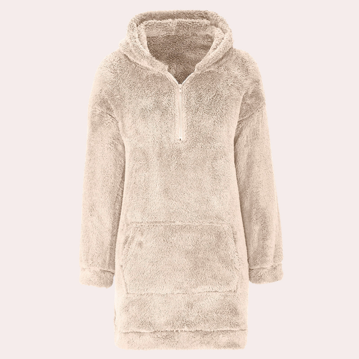 Soft Warm Winter Jumper with Zip for Women - Maëlle-Khaki-XS-Nora Luxe