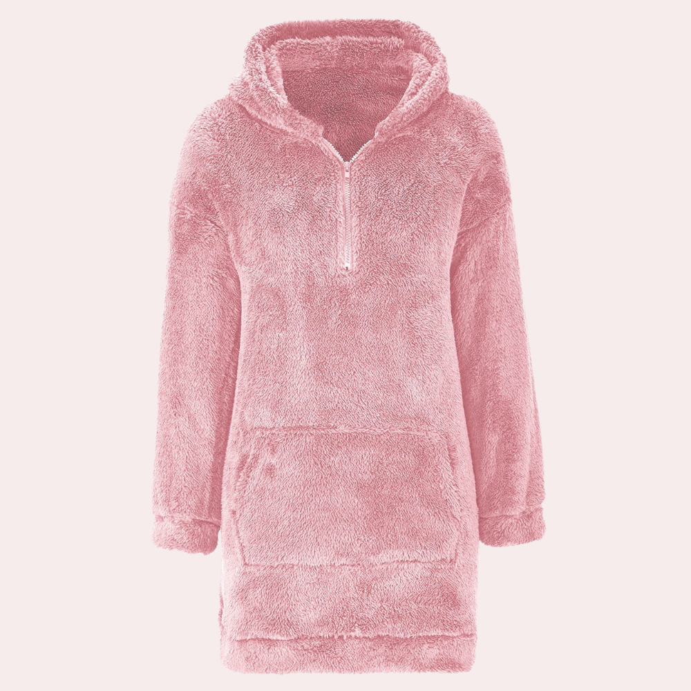 Soft Warm Winter Jumper with Zip for Women - Maëlle-Pink-XS-Nora Luxe