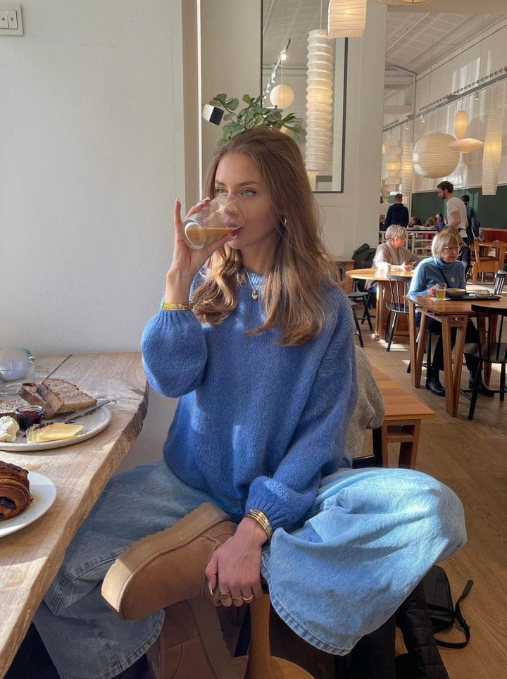 Soft Women's Sweater with Loose Fit - Aurena-Blue-XS/S-Nora Luxe