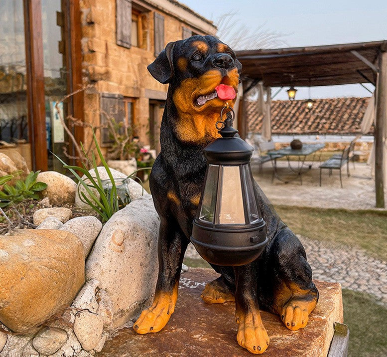 Solar Dog Figurine with LED Lighting - LumiPup-Rottweiler-Nora Luxe