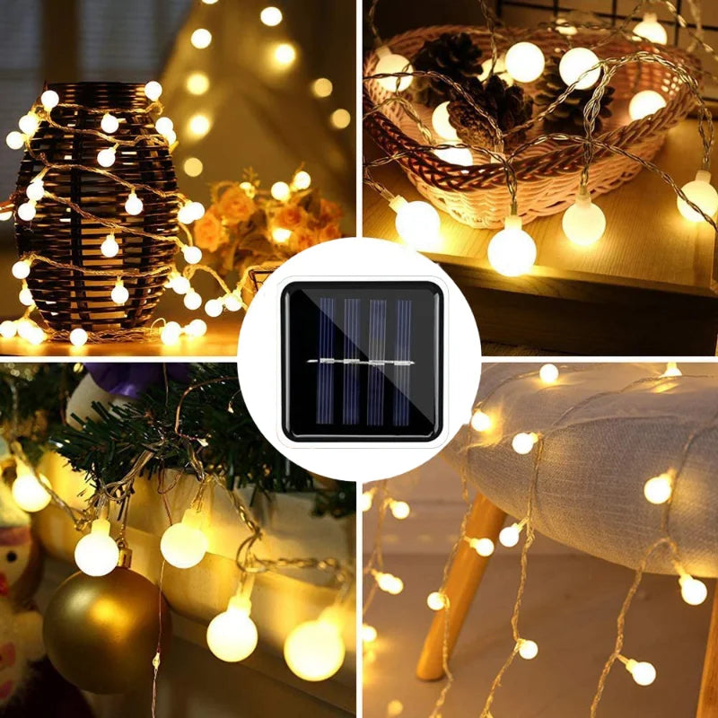 Solar-Powered Festive Lighting - SolarGlow-Warm wit-5M 20LEDS-Nora Luxe