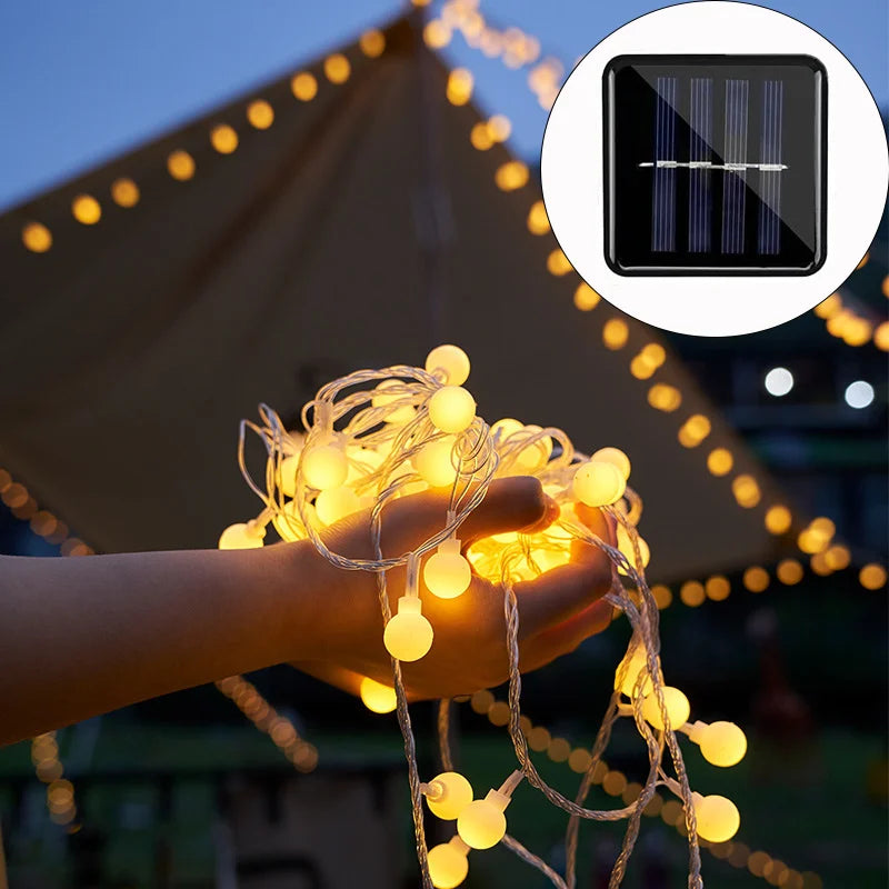 Solar-Powered Festive Lighting - SolarGlow-Warm wit-5M 20LEDS-Nora Luxe
