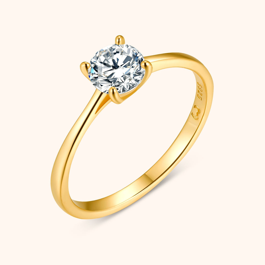 Solitaire Zirkonia Ring - Elena-Gold-5-Nora Luxe