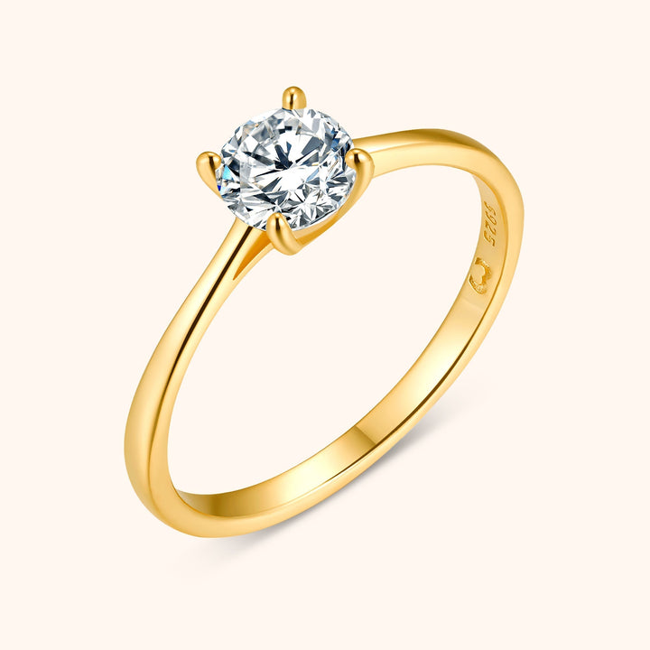 Solitaire Zirkonia Ring - Elena-Gold-5-Nora Luxe