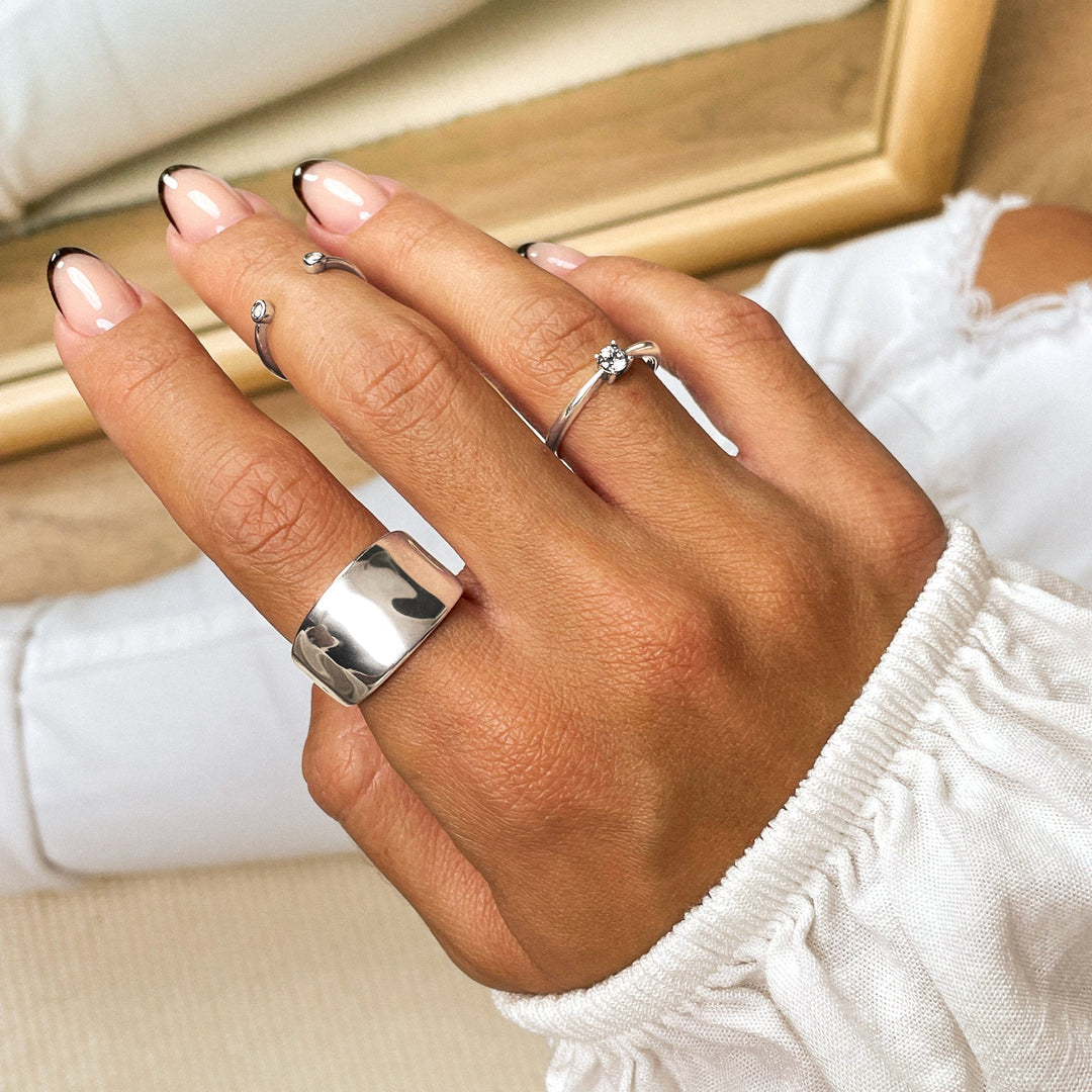 Solitaire Zirkonia Ring - Elena-Silver-5-Nora Luxe