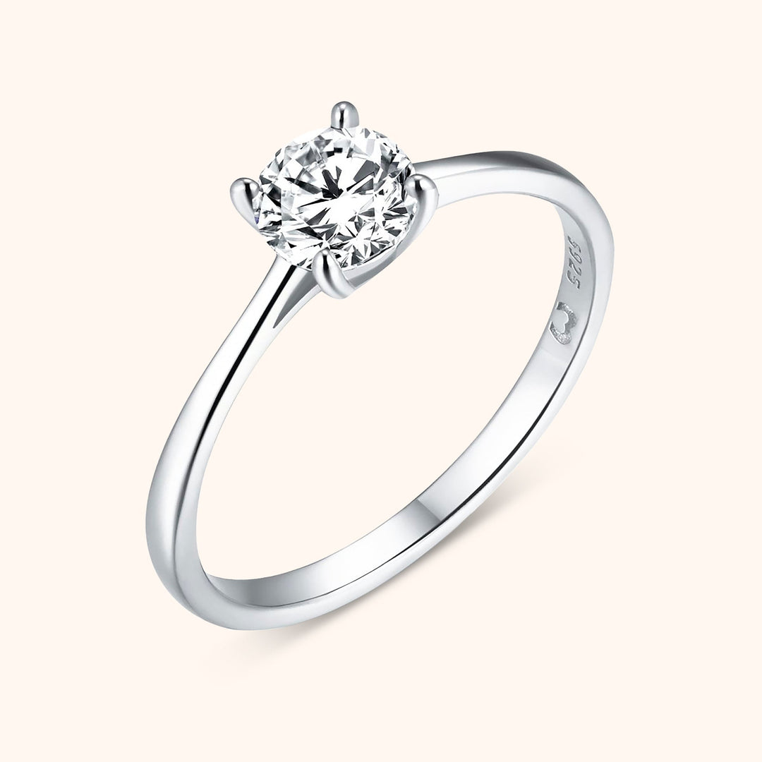 Solitaire Zirkonia Ring - Elena-Silver-5-Nora Luxe