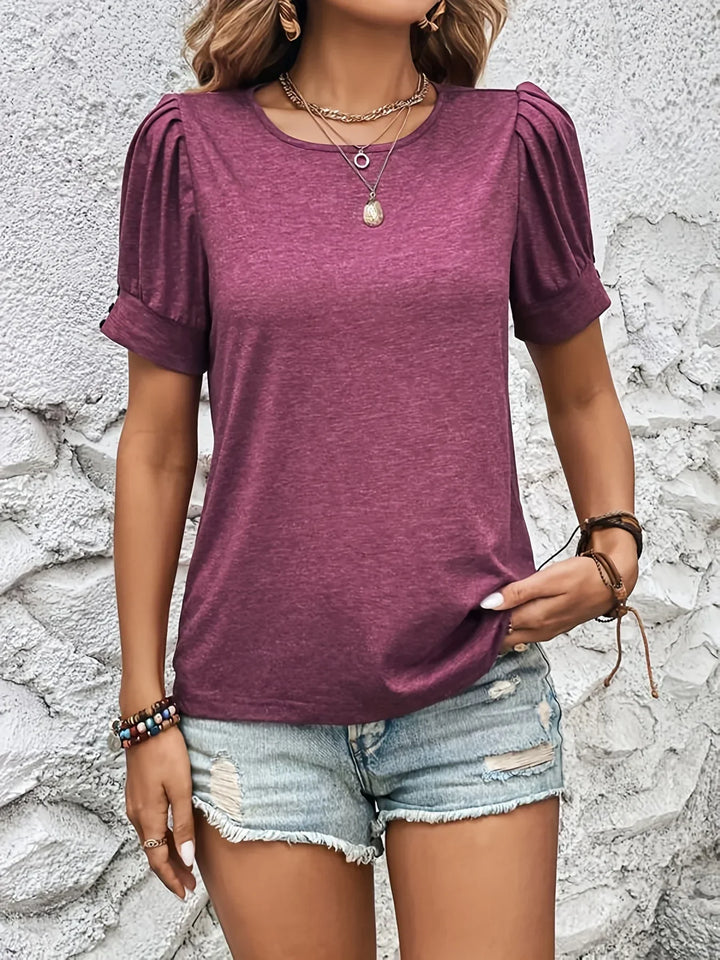 Sophie Short Sleeve Top | Ruffle Detail & Trendy Fit-S-Bordeaux red-Nora Luxe