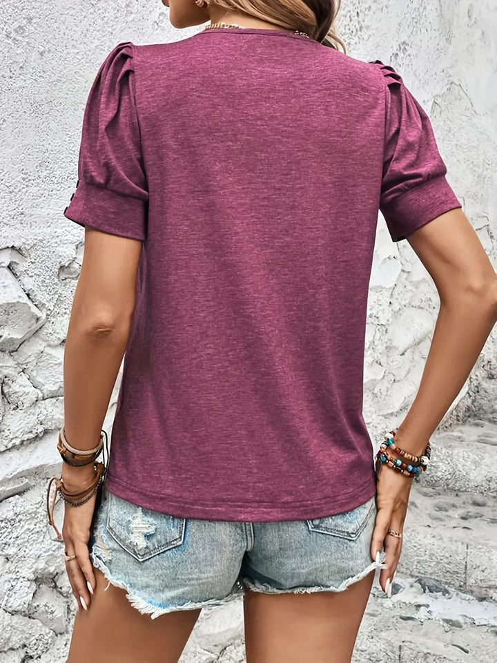 Sophie Short Sleeve Top | Ruffle Detail & Trendy Fit-S-Bordeaux red-Nora Luxe