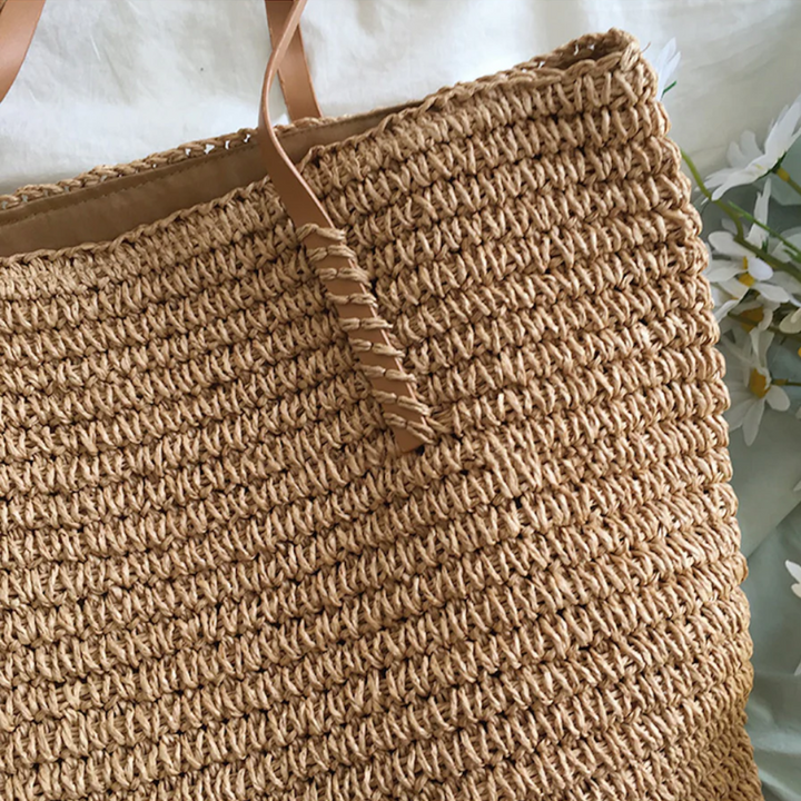 Spacious Handbag with Sturdy Shoulder Strap - TerraWoven-Brown-Nora Luxe