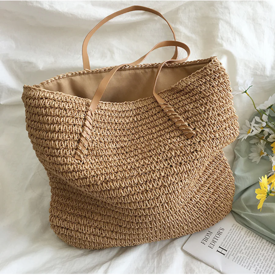 Spacious Handbag with Sturdy Shoulder Strap - TerraWoven-Brown-Nora Luxe