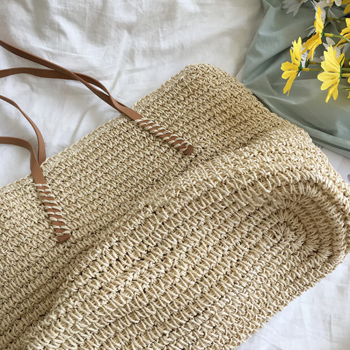 Spacious Handbag with Sturdy Shoulder Strap - TerraWoven-Brown-Nora Luxe