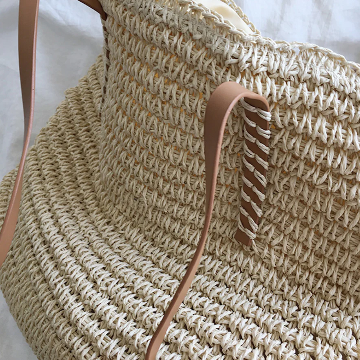 Spacious Handbag with Sturdy Shoulder Strap - TerraWoven-Brown-Nora Luxe