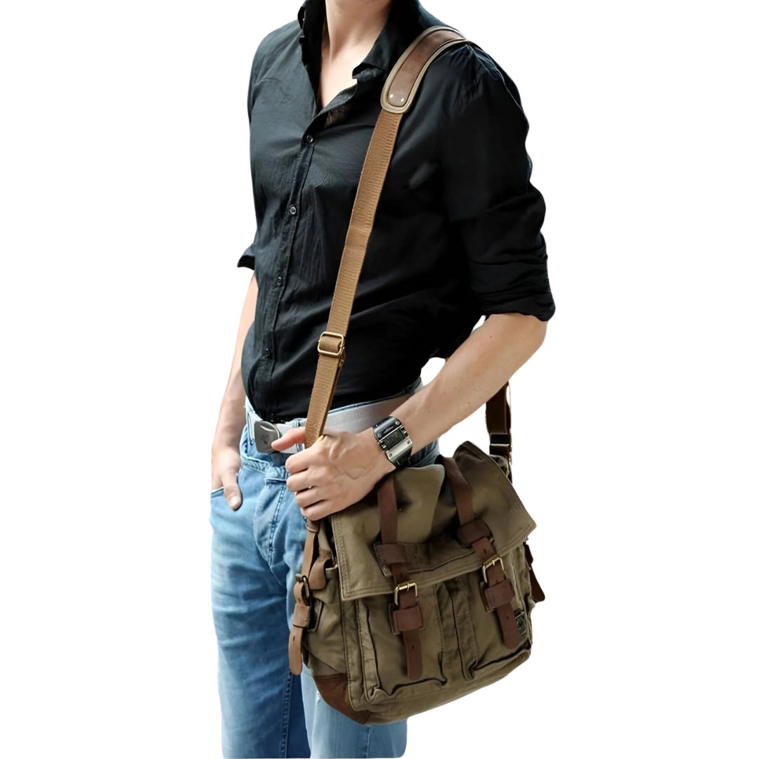 Spacious Men's Canvas Crossbody - UrbanTrail-Nora Luxe