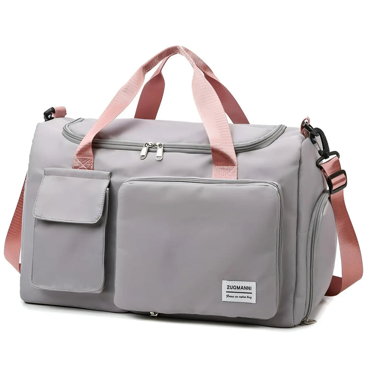 Spacious Waterproof Luxury Travel Bag - JetSet-Gray Pink-Nora Luxe