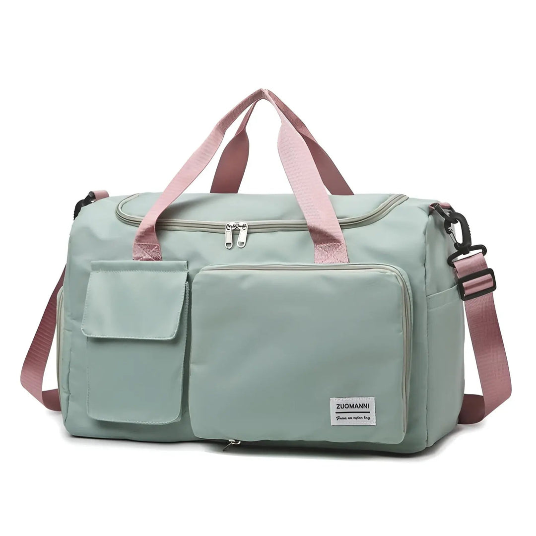 Spacious Waterproof Luxury Travel Bag - JetSet-Green Pink-Nora Luxe