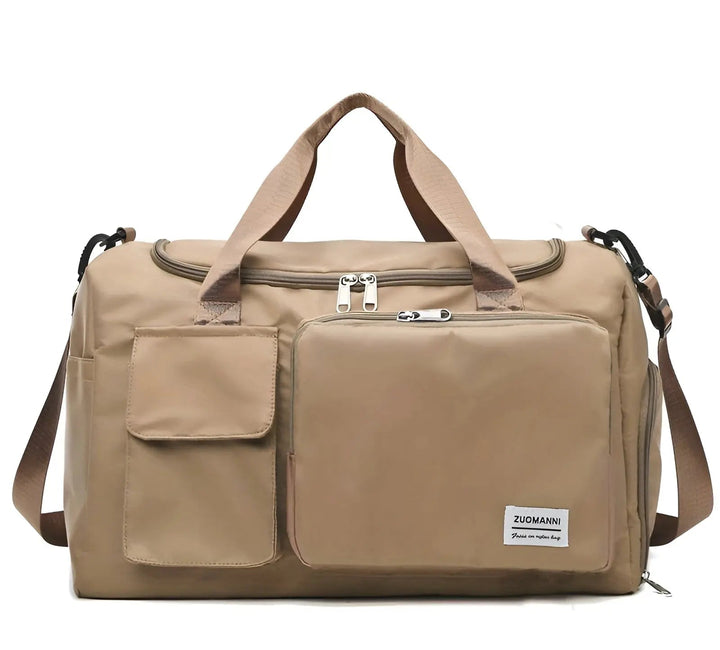 Spacious Waterproof Luxury Travel Bag - JetSet-Khaki-Nora Luxe