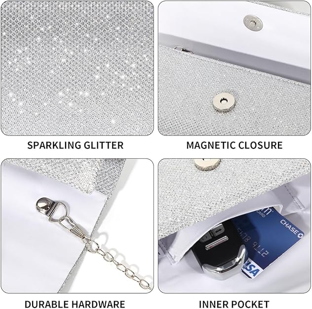 Sparkle Clutch – Ramona-Silver-Nora Luxe