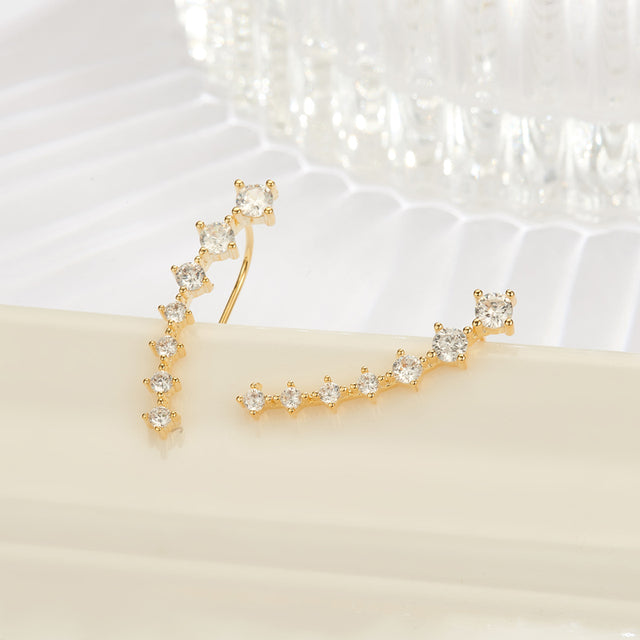 Sparkling Dangle Earrings-Gold-Nora Luxe
