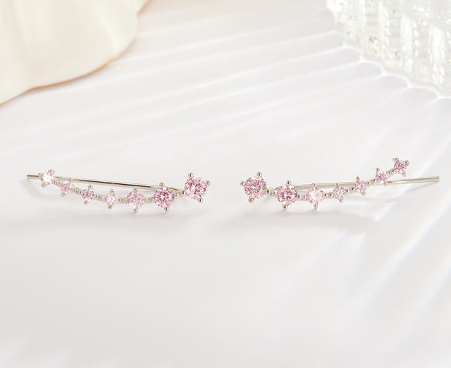 Sparkling Dangle Earrings-Pink zircon-Nora Luxe