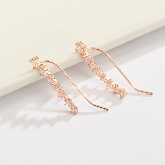 Sparkling Dangle Earrings-Rose gold-Nora Luxe