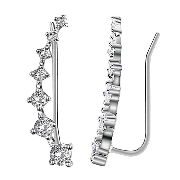 Sparkling Dangle Earrings-Silver-Nora Luxe