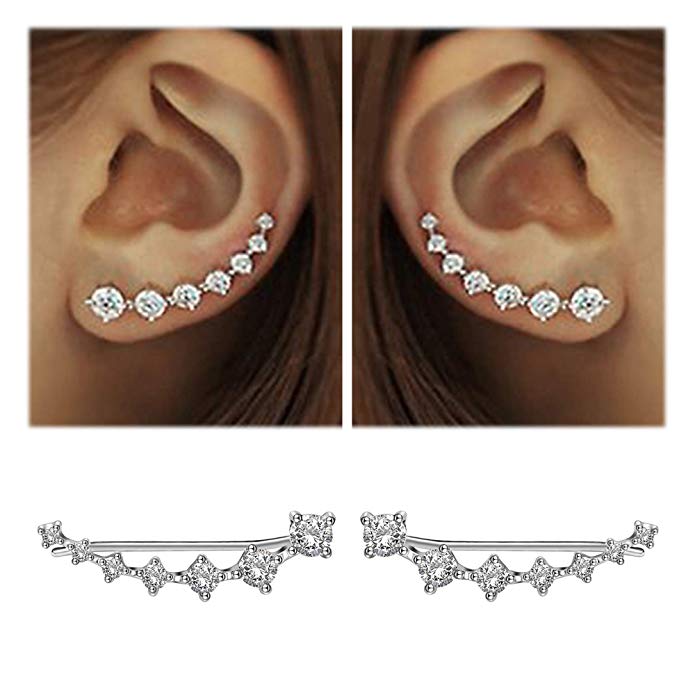 Sparkling Dangle Earrings-Silver-Nora Luxe