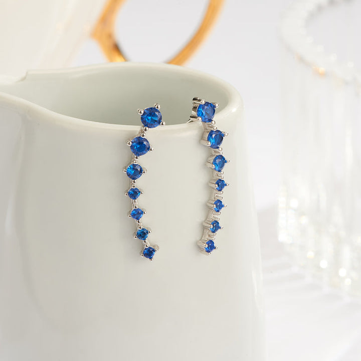 Sparkling Dangle Earrings-Silver-Nora Luxe