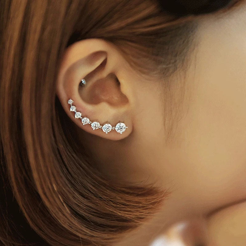 Sparkling Dangle Earrings-Silver-Nora Luxe