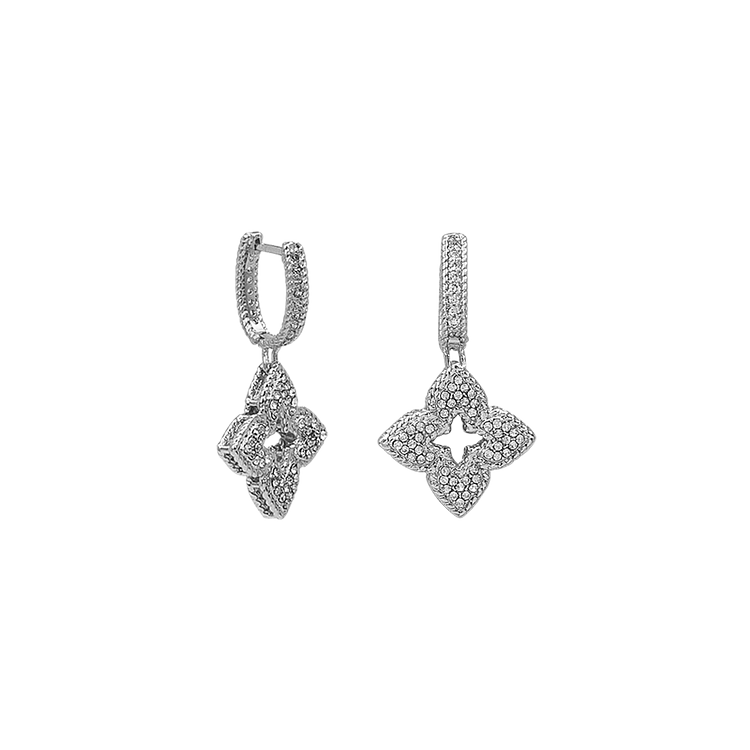 Sparkling Flower Earrings - Florabelle-Silver-Nora Luxe