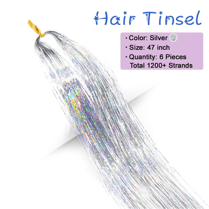 Sparkling Hair Tinsel Kit – Strands of Glitter-Gold-Nora Luxe