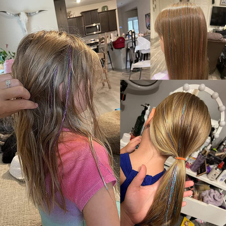 Sparkling Hair Tinsel Kit – Strands of Glitter-Gold-Nora Luxe