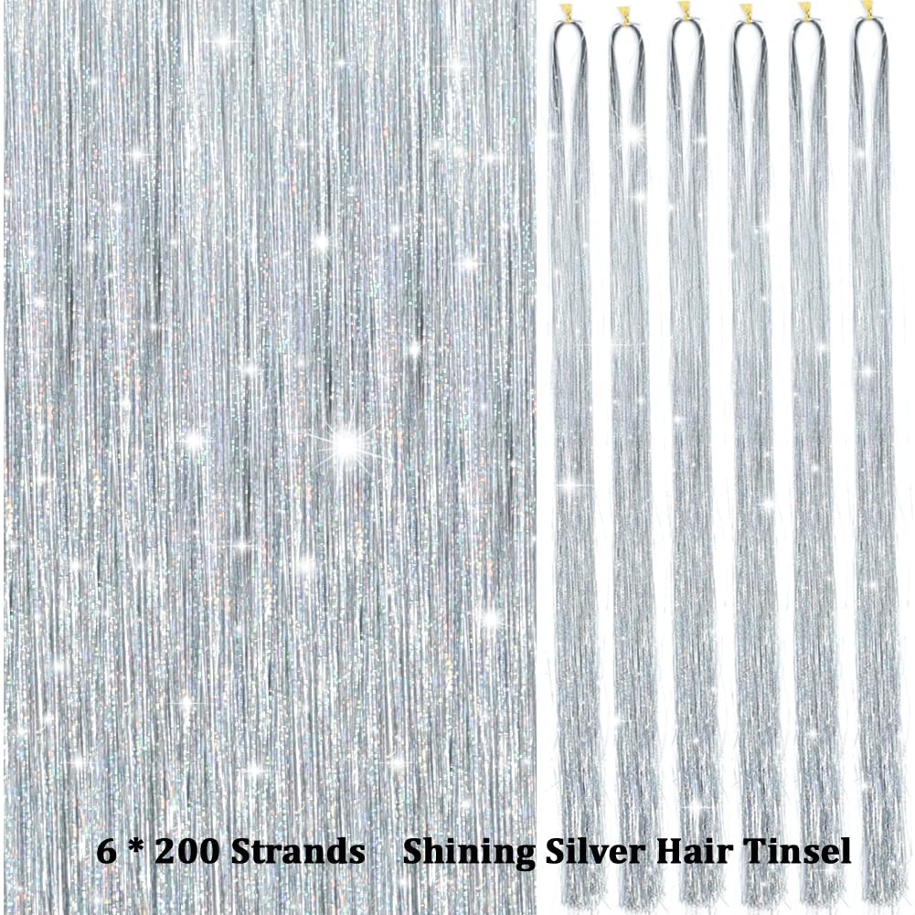 Sparkling Hair Tinsel Kit – Strands of Glitter-Gold-Nora Luxe