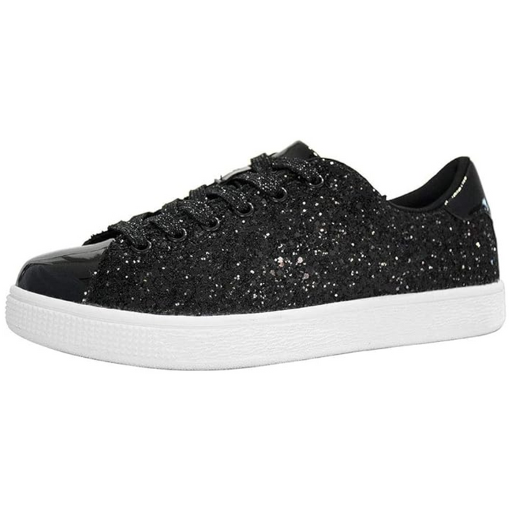 Sparkling Lace-Up Fashion Ladies Sneakers - Xenia-Black-3.0-Nora Luxe