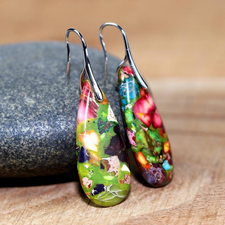 Spiritual Jasper Drop Earrings - Nerida-Nora Luxe