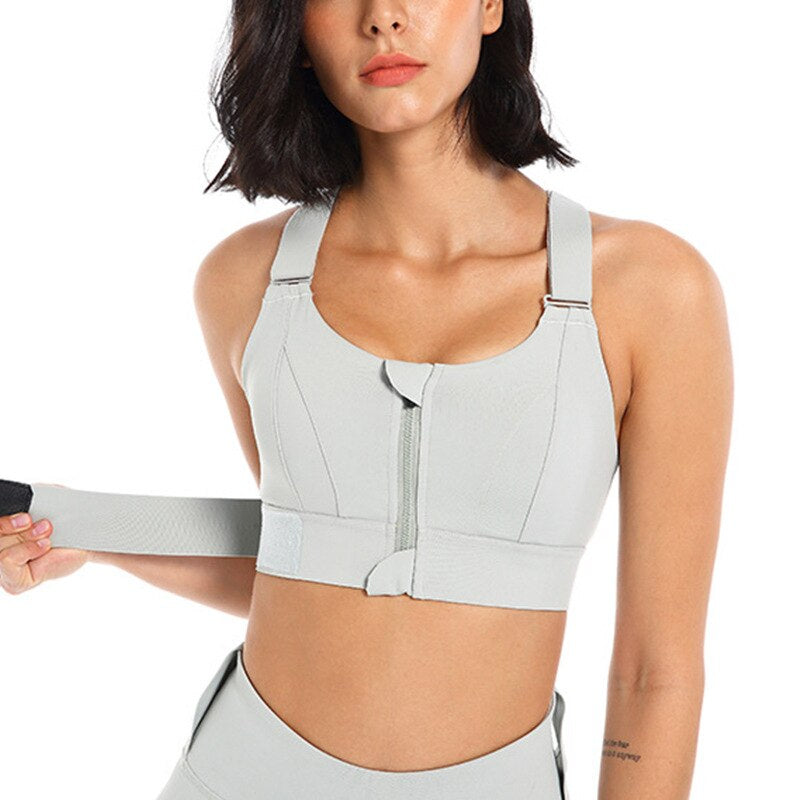 Sports bra with zip & back support – buy 1, get 1 free – Livia-Grey-S-Nora Luxe